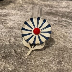 SOLD - Vintage Red, White and Blue Enameled Daisy Brooch